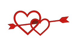 红色爱心与箭矢交织图案