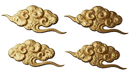 四枚金色祥云图案装饰