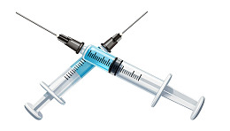 两支交叉放置的注射器