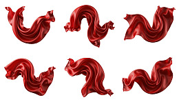 六种红色丝巾飘逸形态