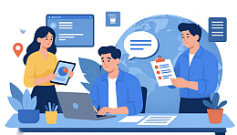 团队协作办公场景插画