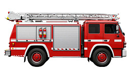 红色消防云梯车侧面图