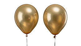 两个金色气球漂浮于白色背景