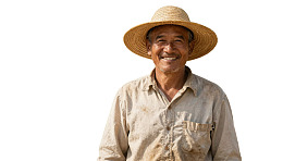 戴草帽微笑的农民图片