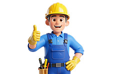 卡通建筑工人竖大拇指