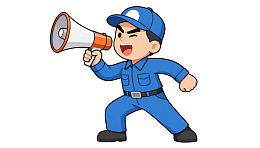卡通人物手持扩音器大声喊叫