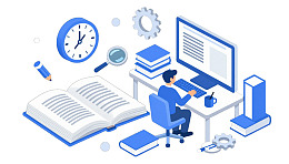 学习工作场景插画图片