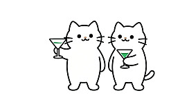 两只猫咪举杯庆祝图片