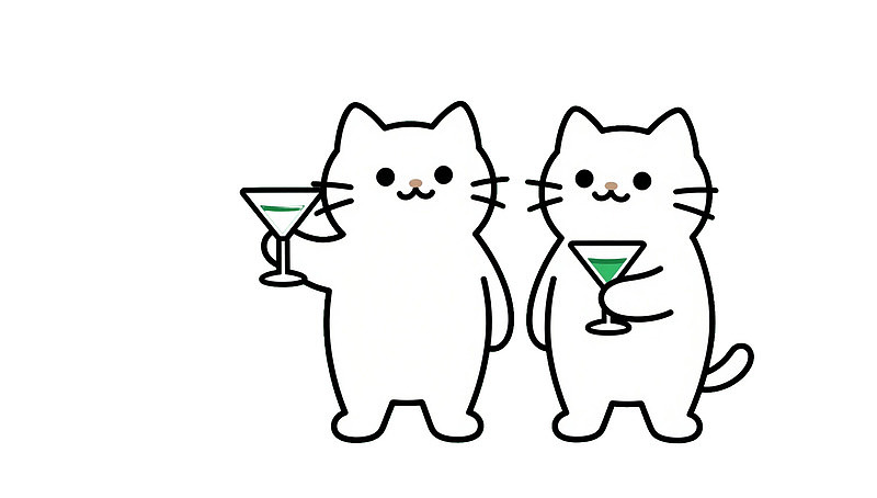 两只猫咪举杯庆祝图片