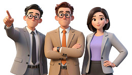 三名商务人士站立姿态