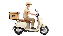 快递员骑电动车送包裹