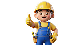 卡通建筑工人竖大拇指