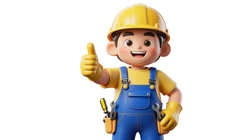 卡通建筑工人竖大拇指