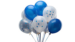 蓝色与白色气球簇拥图片