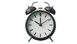 经典黑色双铃闹钟静置于白底