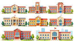九款风格各异的学校建筑插画