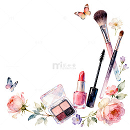 水彩美妆化妆品插画设计素材