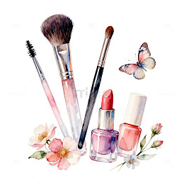 水彩美妆化妆品插画设计素材