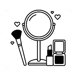简约黑白化妆用品插画