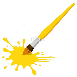 黄色画笔绘画溅墨矢量图