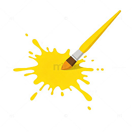 画笔黄色颜料飞溅设计元素