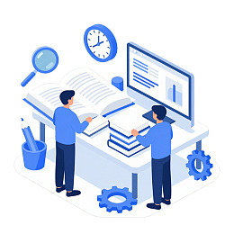 两人协作学习使用电脑和书籍