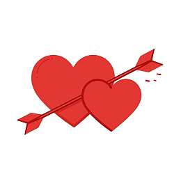 两颗红心被箭穿过图片