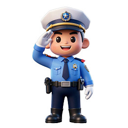 卡通警察敬礼形象图片