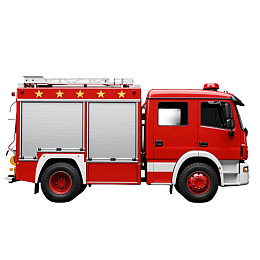 红色消防车侧面视图图片