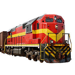 红色黄色涂装的货运火车