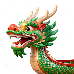 中国龙雕像卡通渲染图