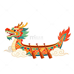 彩绘龙舟传统节日插画