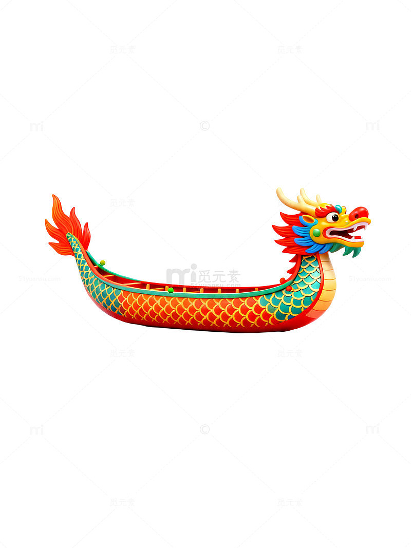 龙舟模型彩雕装饰