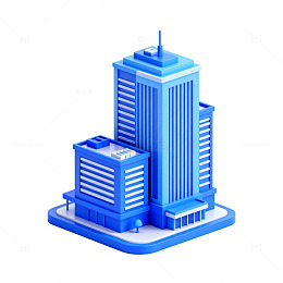 蓝色现代建筑模型设计图