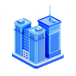 蓝色现代城市建筑模型