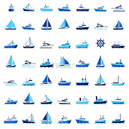 蓝色船只图标集合