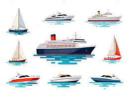 卡通风格船舶插画设计素材