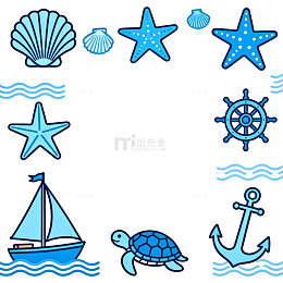 海洋元素卡通插画设计素材
