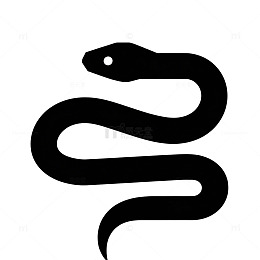 黑蛇剪影图标简约设计元素