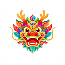 炫彩中国龙图案插画