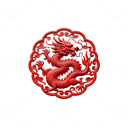 传统中国龙纹浮雕装饰图案