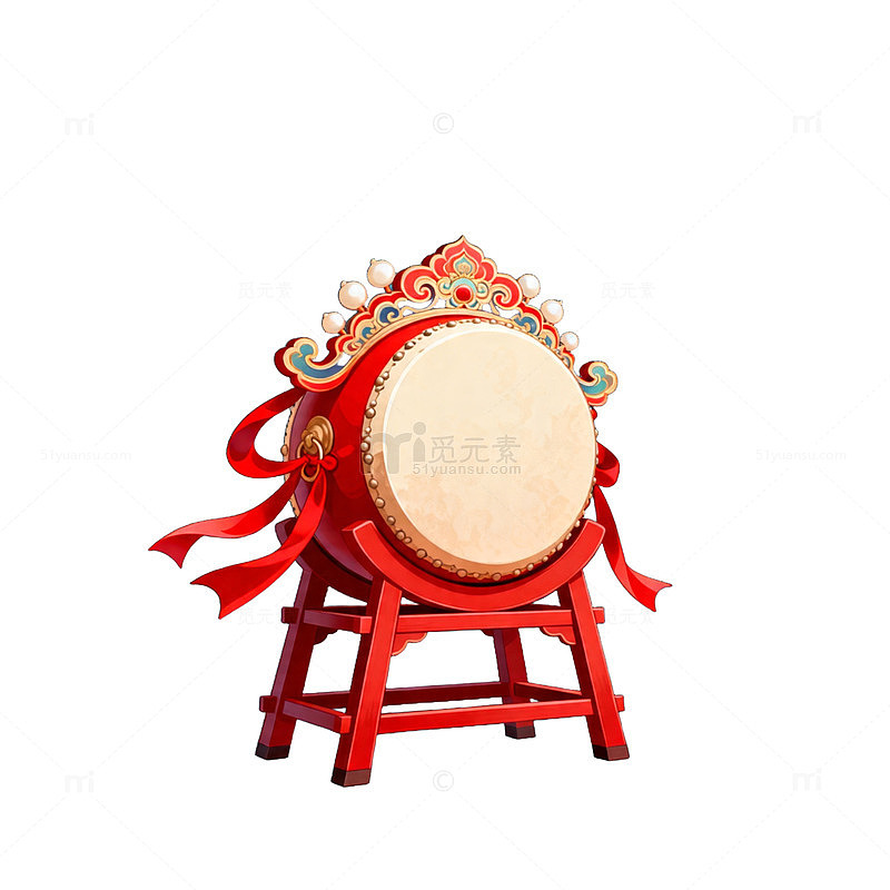 传统中国鼓红色装饰