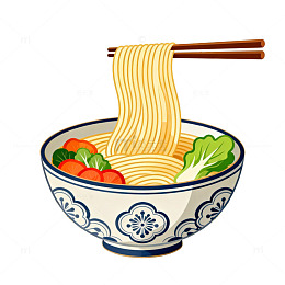 中国风面条美食插画