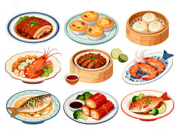 美食插画中式菜肴合集