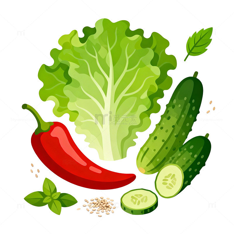 蔬菜插画风格图案设计素材