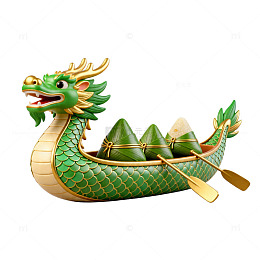 绿色龙舟粽子装饰图案