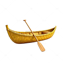 黄色编织小船与木桨