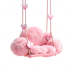 粉色云朵秋千装饰摆件