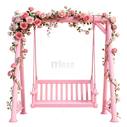 粉色浪漫秋千花园装饰素材