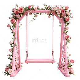 粉色浪漫秋千装饰设计素材